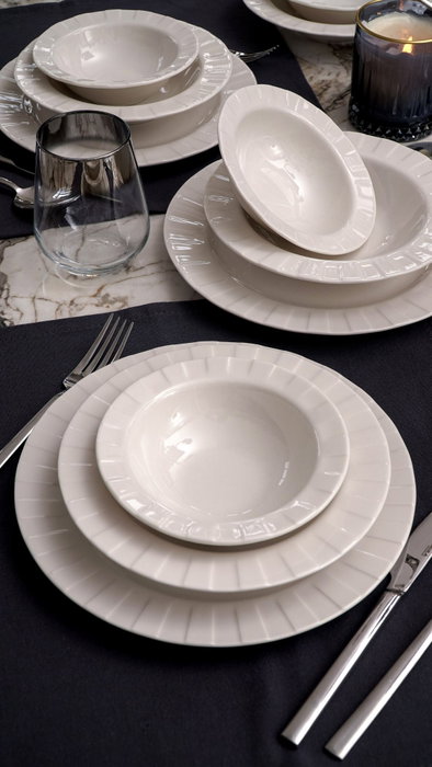Hermia Juego de Cena Zumrut de 18 Piezas Blanco